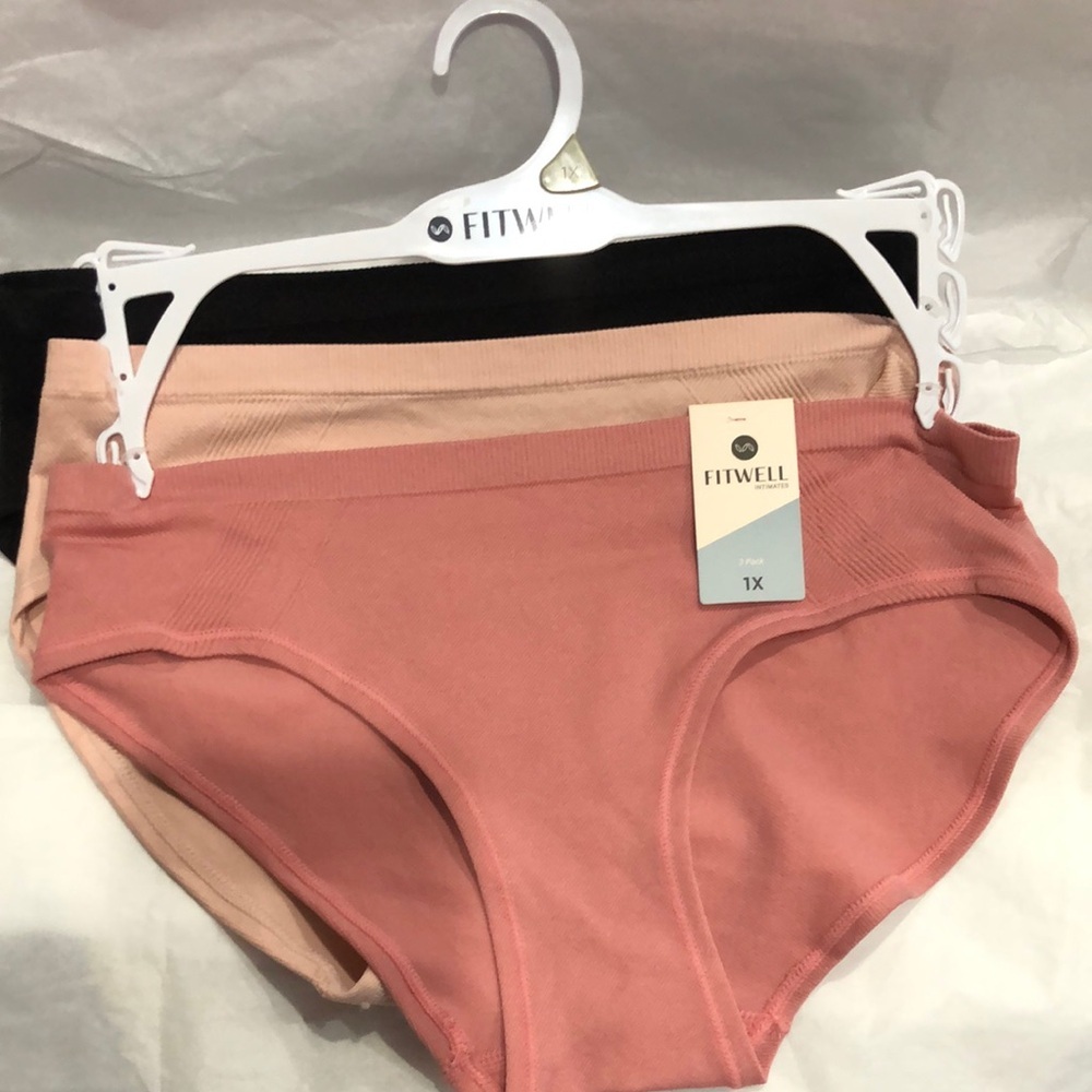 Fitwell Intimates 3pack stretch ribbed black‎ nude mauve pink underwear size 1X